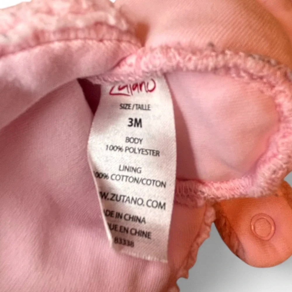 Zutano Furry Gripper Baby Bootie - Baby Pink  3 Months Girl Snap Buttons